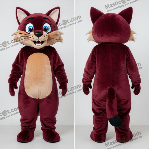 Maroon plush bobcat mascot - Bobcat - MASTICOT_23038 - Masticot.com