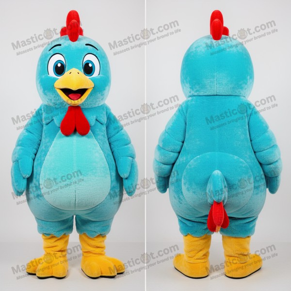 Cyan vibrant chicken mascot - Masticot.com