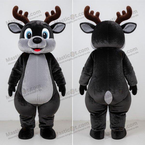 Ebony black rounded deer mascot - Masticot.com