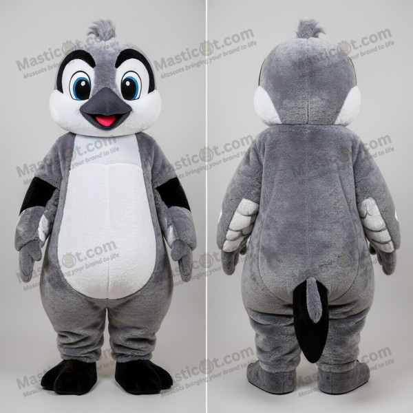 Mascotte en peluche grise veloutée de pic vert -