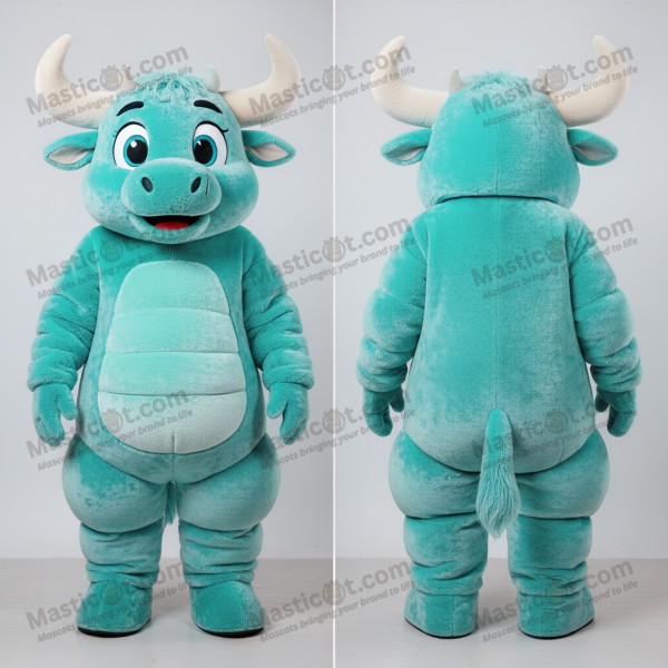 Turquoise broad shouldered minotaur mascot - Masticot.com