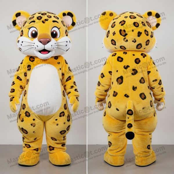 Golden plush leopard mascot - Masticot.com