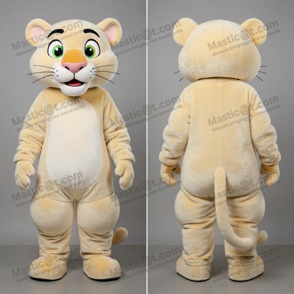 Velvety cream panther mascot - Masticot.com
