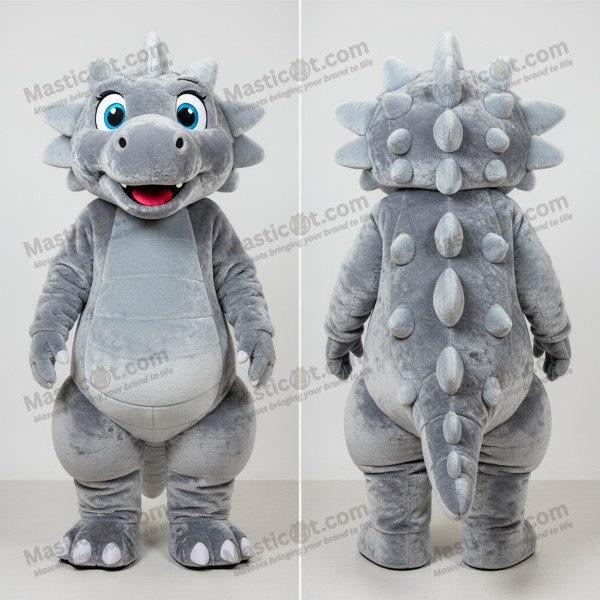 Silver gray friendly ankylosaurus mascot - Masticot.com