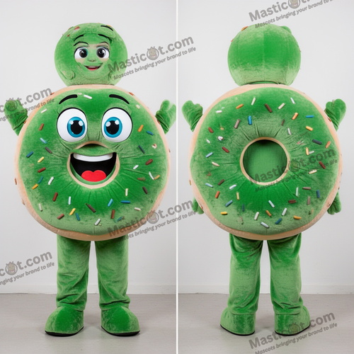 Mascottekostuum breedgeschouderde bagels in smaragdgroen - Bagels - MASTICOT_23643 - Masticot.com