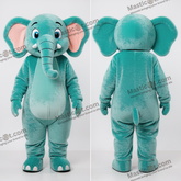 Blågrønn rund elefantmaskot - Elefant - MASTICOT_23662 - Masticot.com