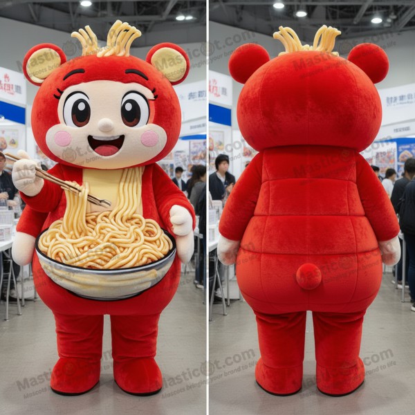 Crimson pluizig gepolsterde ramen mascotte - Masticot.com