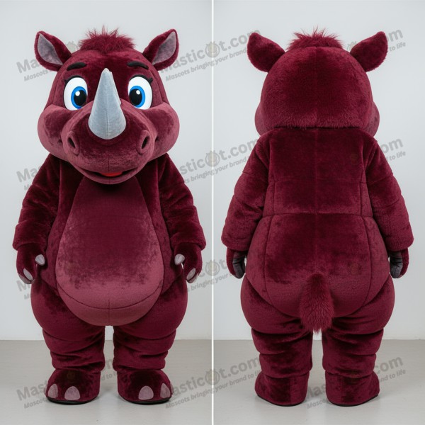 Maroon fluffy woolly rhinoceros mascot - Woolly Rhinoceros