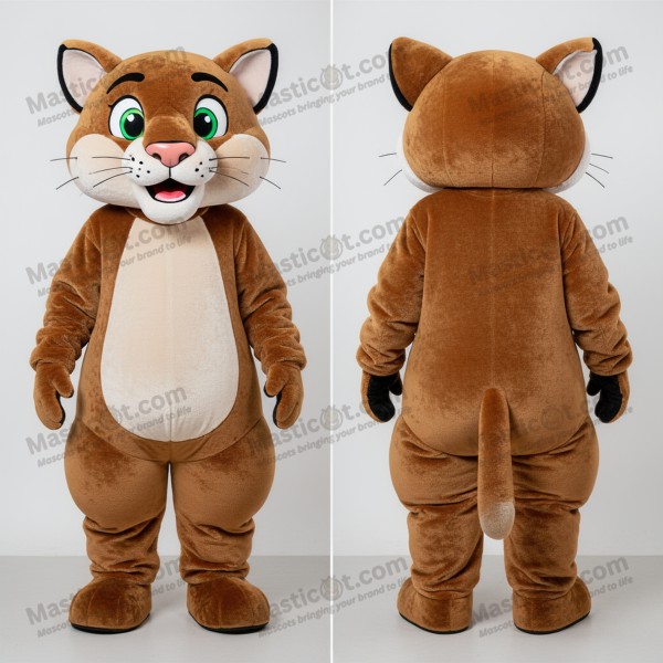 Brown fluffy mountain lion mascot - Masticot.com