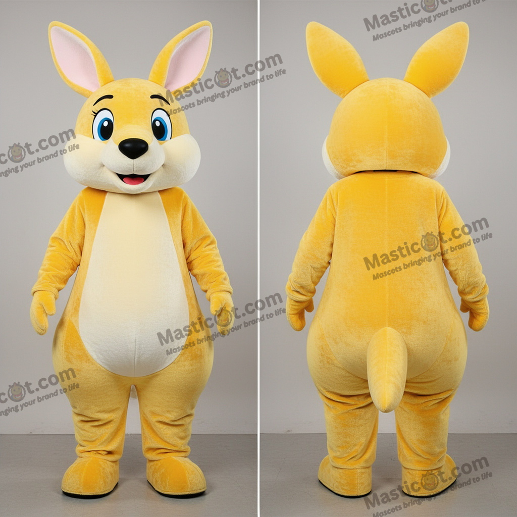 Yellow smiling kangaroo mascot - Kangaroo - MASTICOT_23773 - Masticot.com