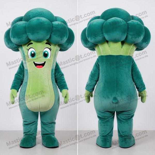 Teal velvety broccoli mascot - Masticot.com