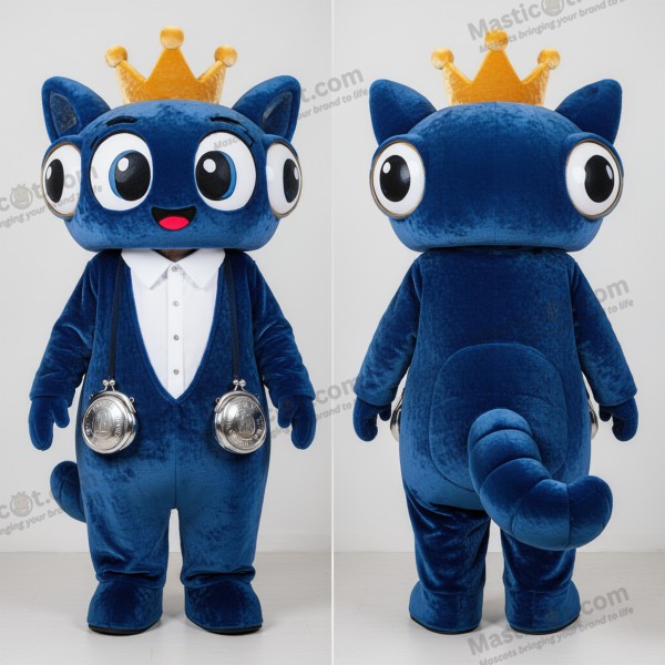 Kobalt-König-Maskottchen mit breiten Schultern - König - MASTICOT_23818 - Masticot.com