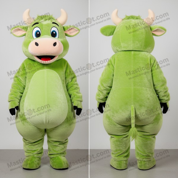 Lime Green Cartoon Cow Mascot - Masticot.com