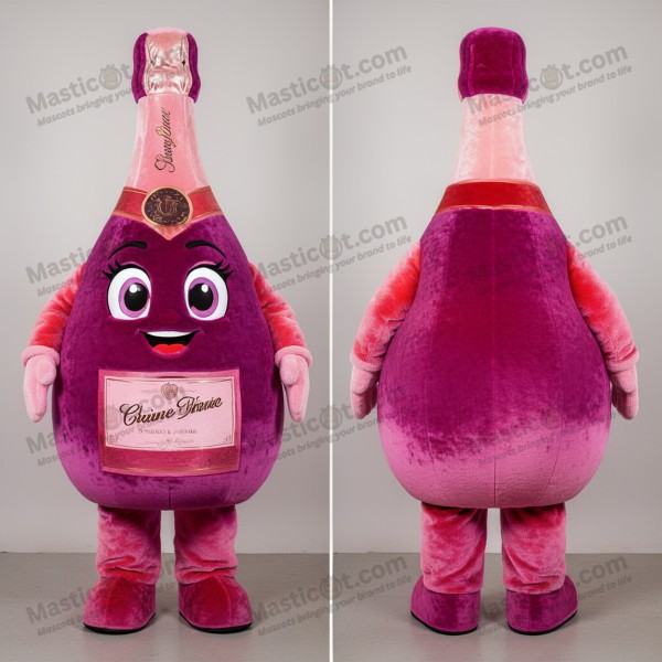 Magenta fløjlsagtig champagne-maskot - Masticot.com