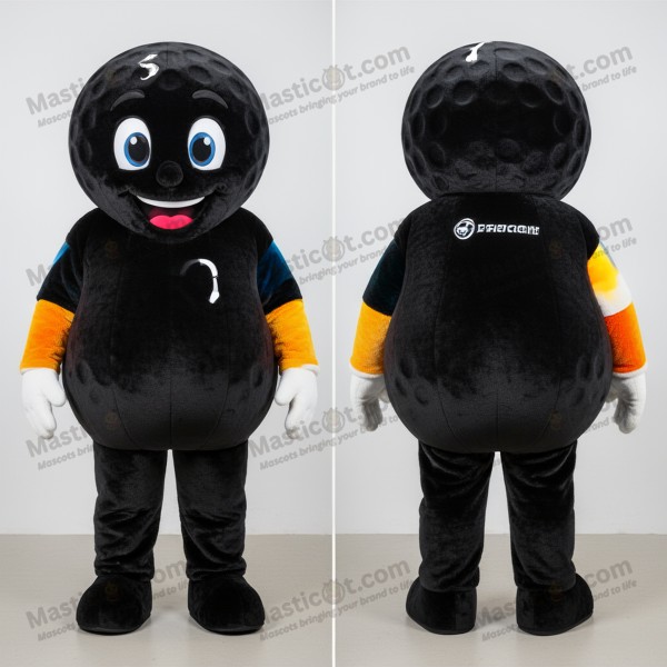 Deep gray velvety golf ball mascot - Masticot.com