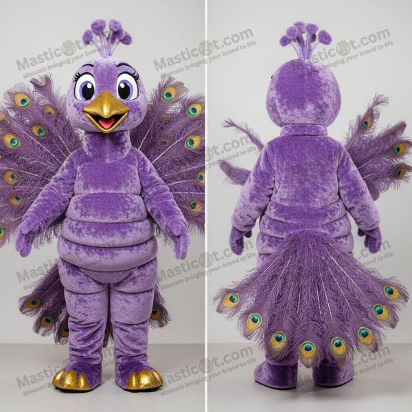 Lavender gold feathered peacock mascot - Masticot.com