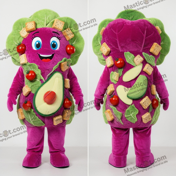 Magenta vibrant caesar salad mascot - Caesar Salad - MASTICOT_23929 - Masticot.com