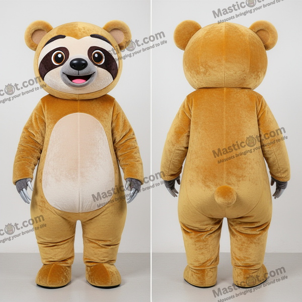 Golden Cartoon Sloth Bear Mascot - Sloth Bear - MASTICOT_23964 - Masticot.com