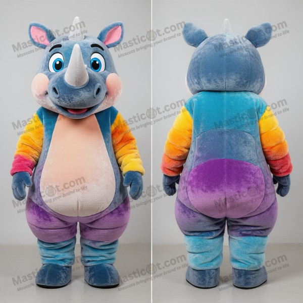 Soft gray plush rhinoceros mascot - Masticot.com
