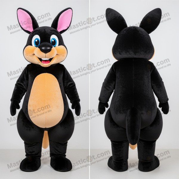 Velvet black broad shouldered kangaroo mascot - Masticot.com