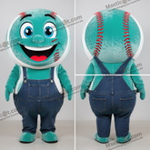 Blågrønn fløyelsbaseball-maskot - Baseballball - MASTICOT_24148 - Masticot.com