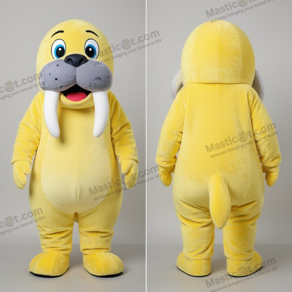 Glad gul valrossmaskot i gult - Valross - MASTICOT_24185 - Masticot.com