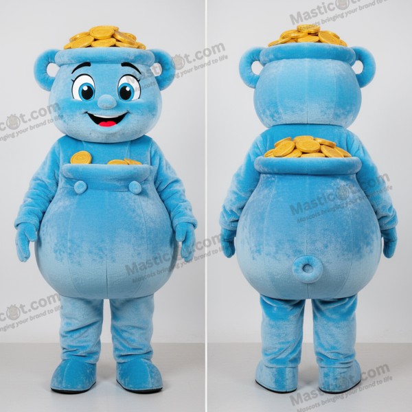 Mascotte Pot d'Or Bleu Ciel en Forme Ronde - Pot d'or - MASTICOT_24313 - Masticot.com