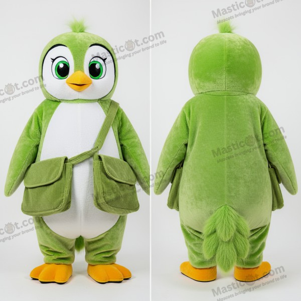 Limegrønn Velour Pingvinmaskot - Pingvin - MASTICOT_24326 - Masticot.com