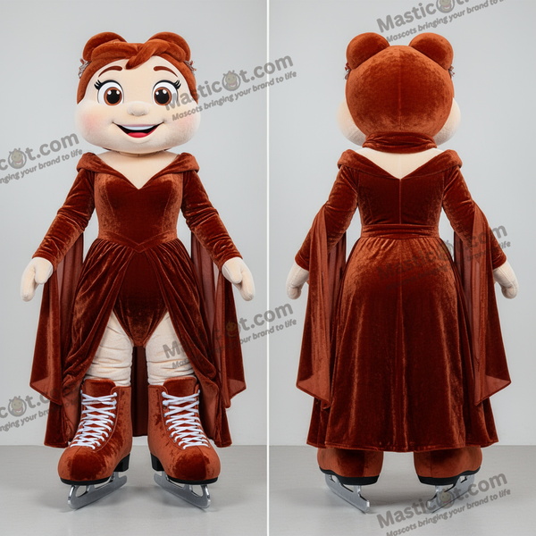 Elegante roestoranje schaatsen mascotte - Paar ijsschaatsen - MASTICOT_24416 - Masticot.com