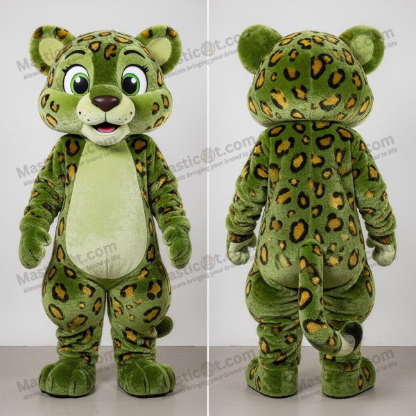 Olive green expressive leopard mascot - Masticot.com