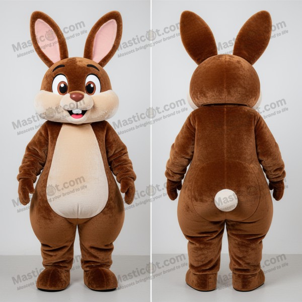 Chocolate brown fluffy rabbit mascot - Masticot.com
