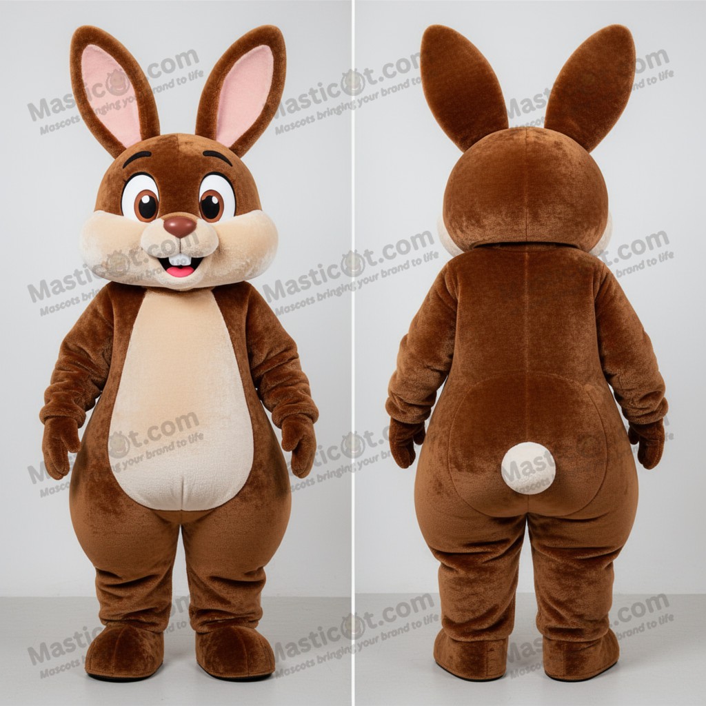 Chocolate brown fluffy rabbit mascot - Masticot.com