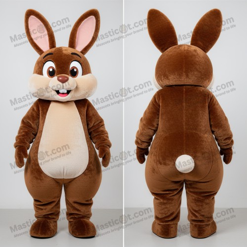 Chocolate brown fluffy rabbit mascot - Masticot.com