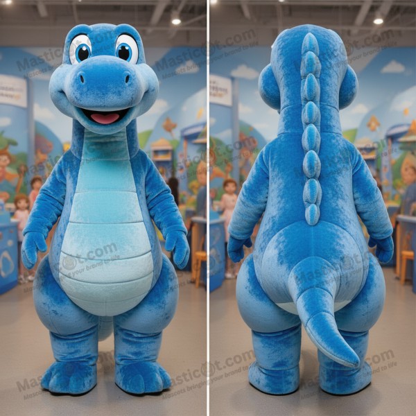 Azurově modrý jemný diplodok maskot - Masticot.com