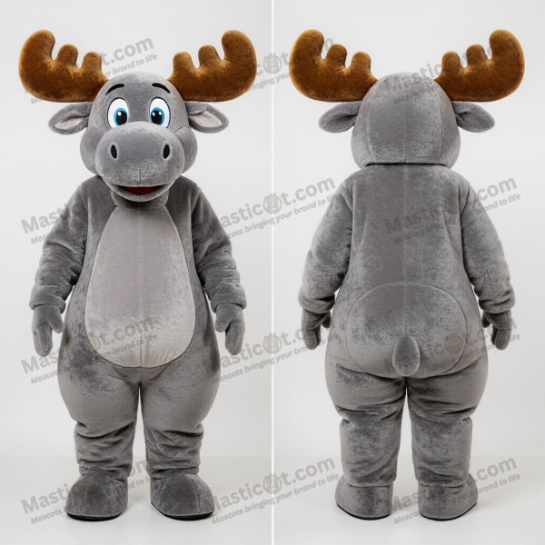 Gray blue gentle moose mascot - Masticot.com