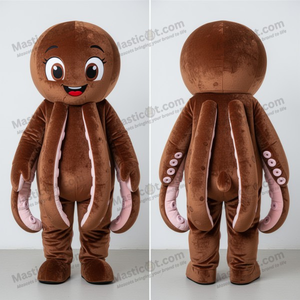 Brown cuddly octopus mascot - Masticot.com