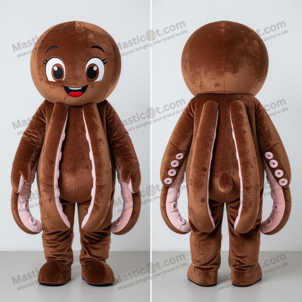 Mascotte pieuvre marron toute douce - Pieuvre - MASTICOT_214 - Masticot.com