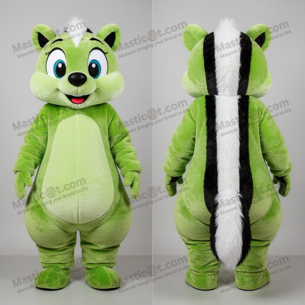 Lime green plush skunk mascot - Masticot.com