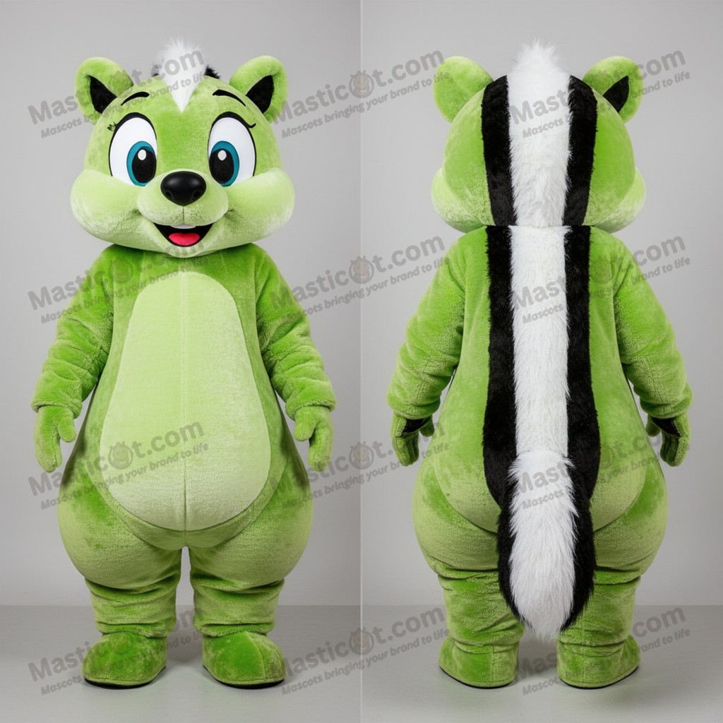Lime green plush skunk mascot - Masticot.com