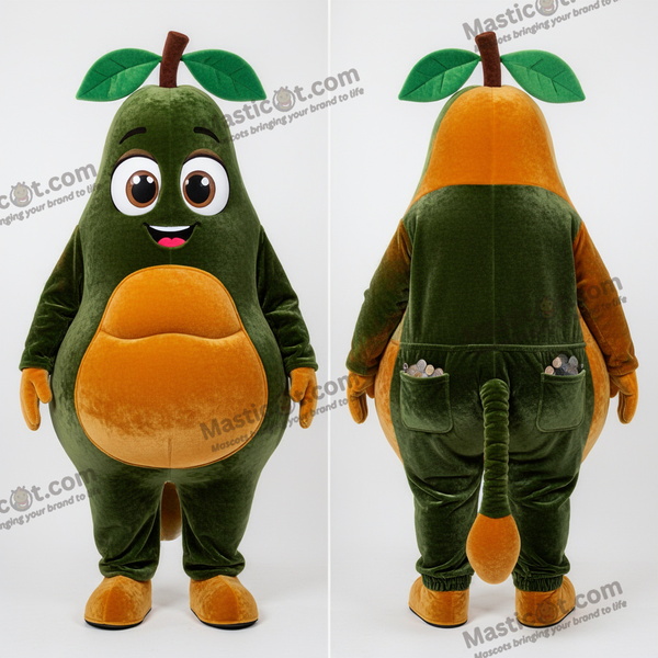 Mascote de pêra verde esmeralda fofa - Pera - MASTICOT_24750 - Masticot.com