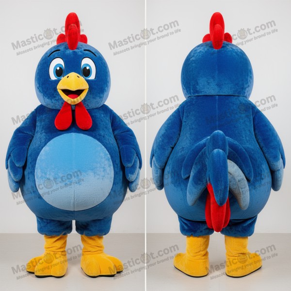 Azure blue feathered roosters mascot - Masticot.com