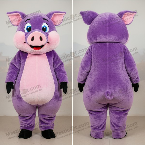 Lavender plush sow mascot - Masticot.com