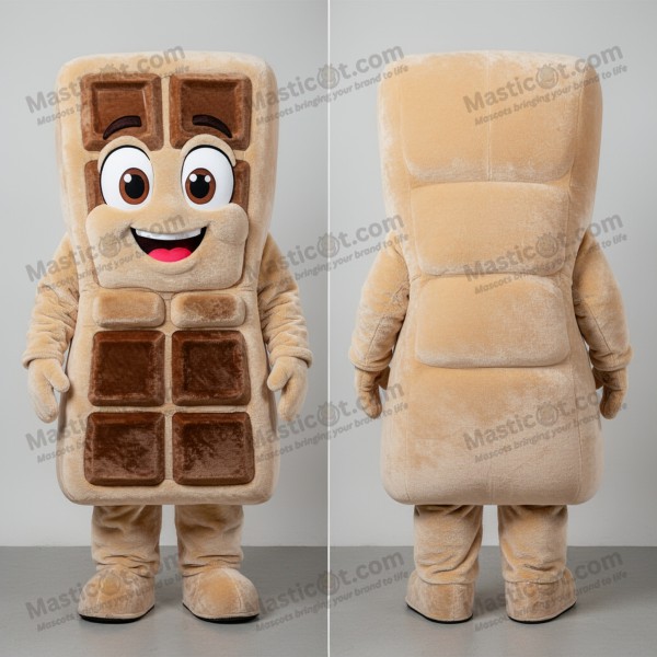 Beige sweet chocolate bar mascot - Chocolate Bar -