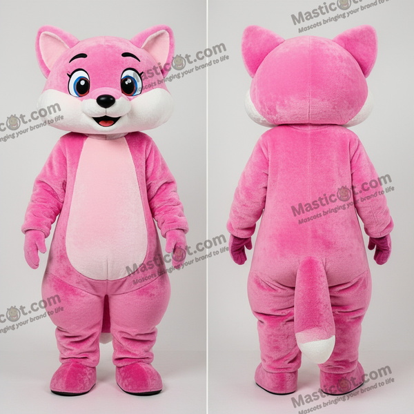 Velvety pink playful marten mascot - Marten - MASTICOT_24886 - Masticot.com