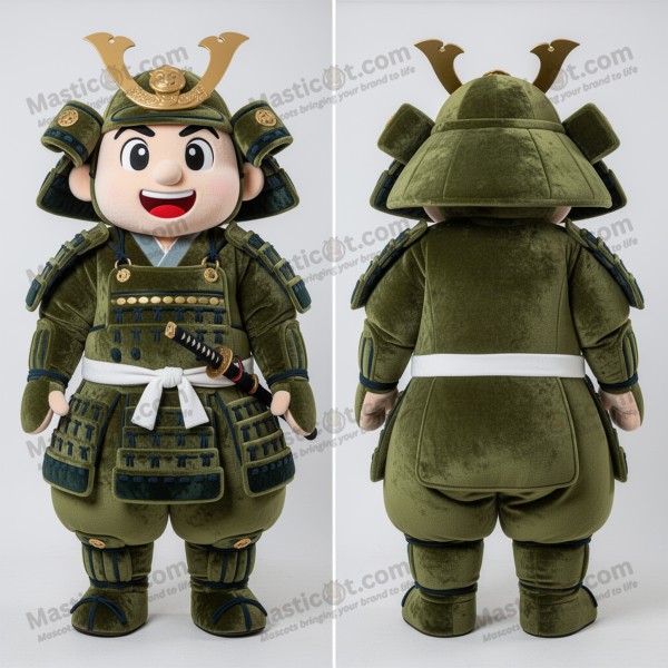 Olive Velvety Cartoon Samurai Mascot - Masticot.com