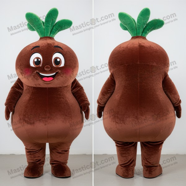 Brown fluffy radish mascot - Masticot.com