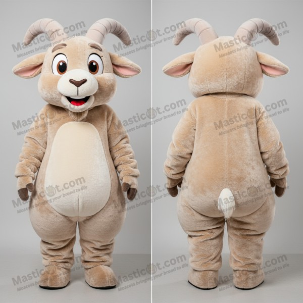 Beige fluffy goat mascot - Masticot.com