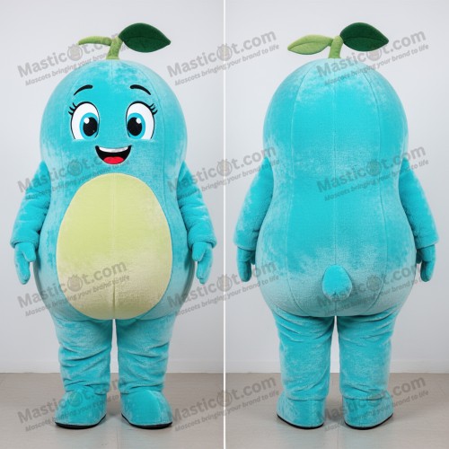 Cyan plush rounded melon mascot - Masticot.com