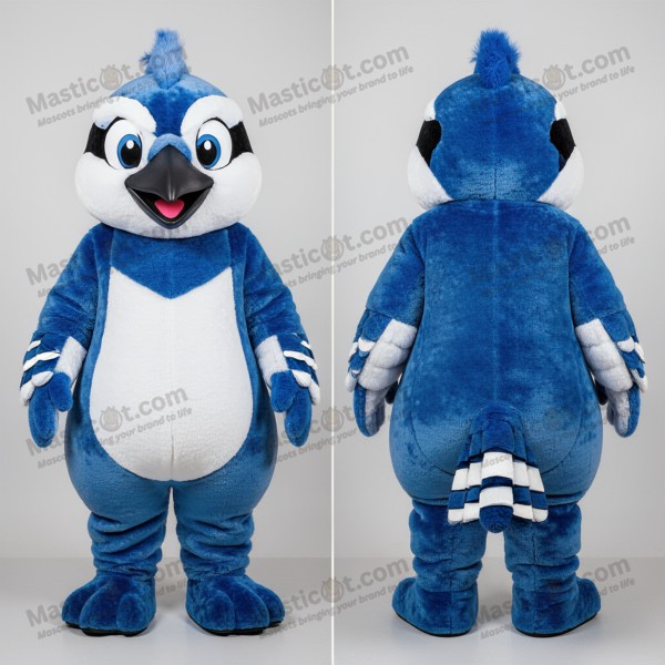 Indigo vibrant feathered blue jay mascot - Masticot.com