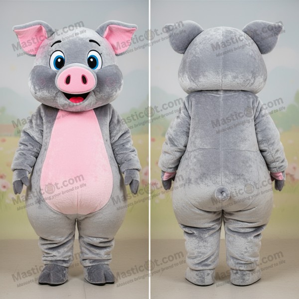 Silver fleece broad shouldered pig mascot - Masticot.com